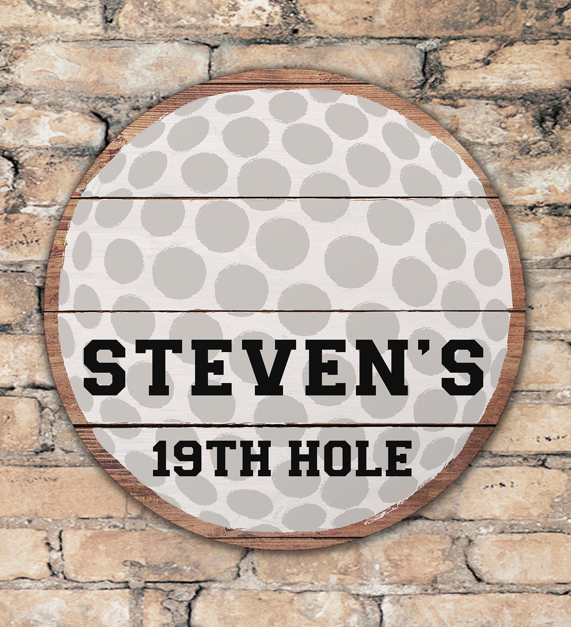 Golf Ball Personalized Round Wood Wall Sign